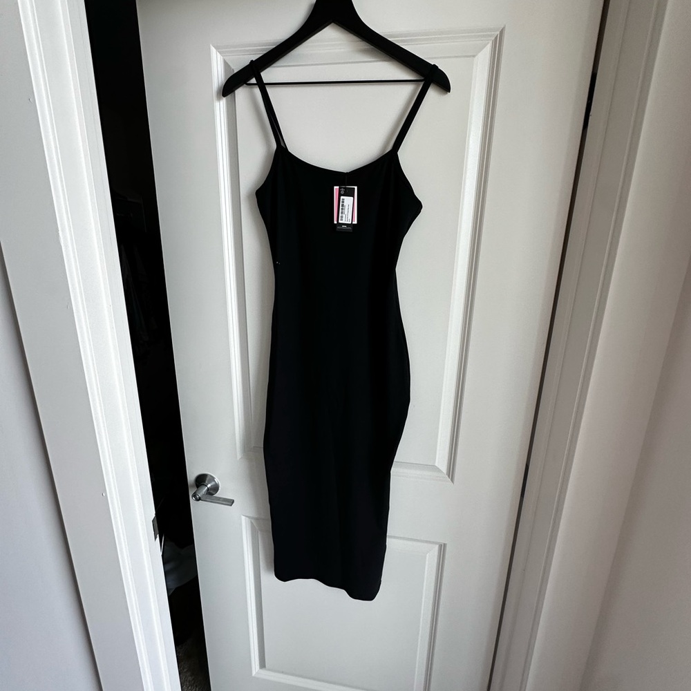 PrettyLittleThing Black Midi Dress
